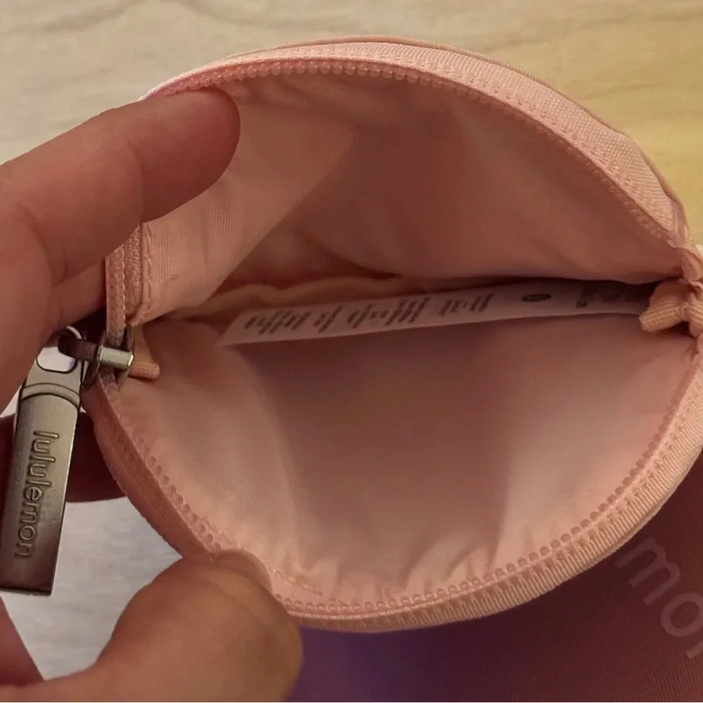 NWT - Lululemon Dual Pouch Wristlet Pink and Blush with Logo and Keychain Strap - Picture 10 of 12